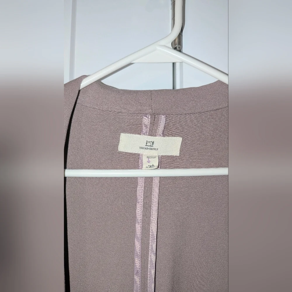 Thread & Supply Womens Jacket Medium Wrap Coat Belted Pink Mauve 100% Cotton - Picture 6 of 8